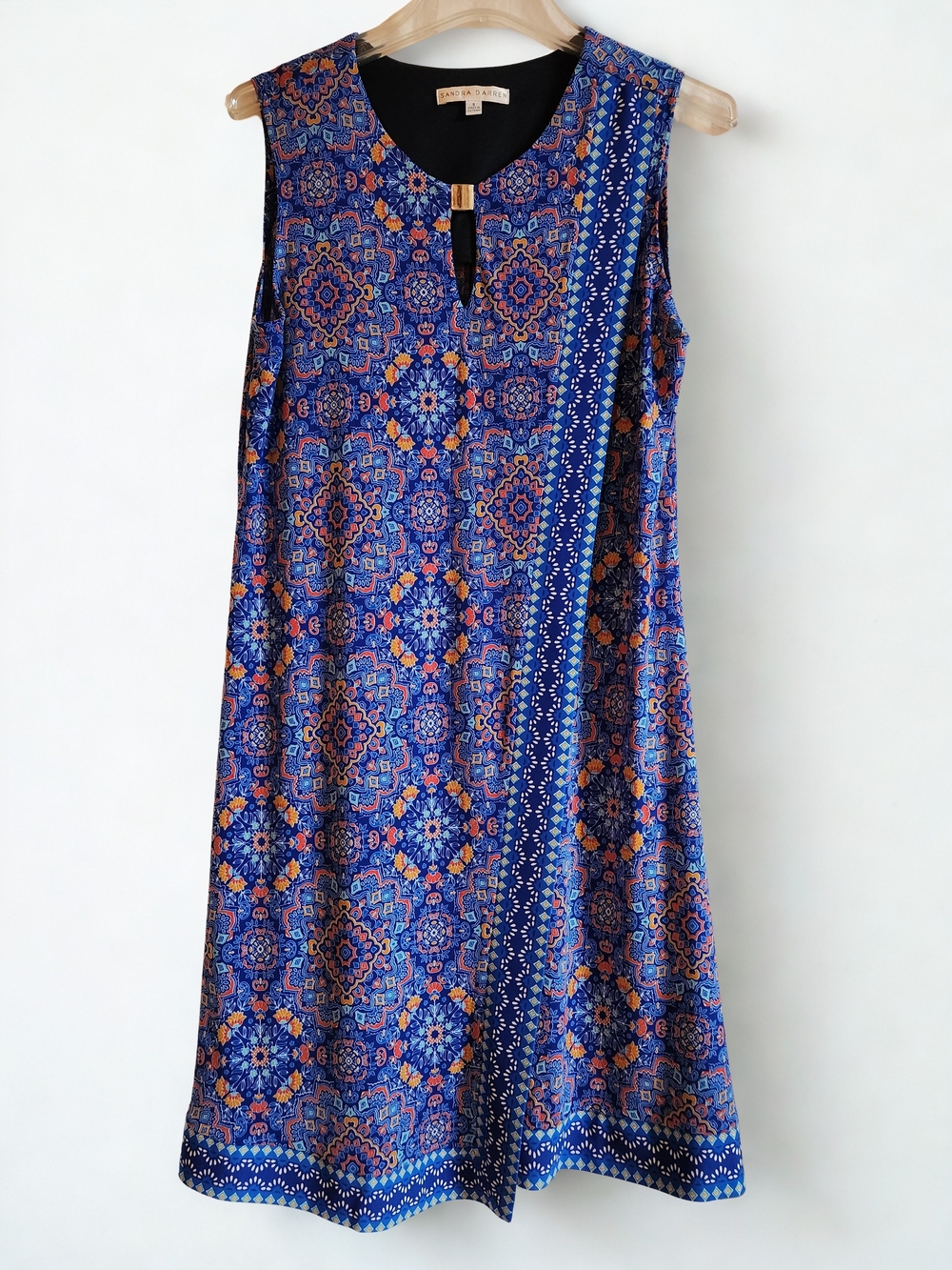 Sandra and Darren Faux Wrap Blue Boho Dress Women's Size Small